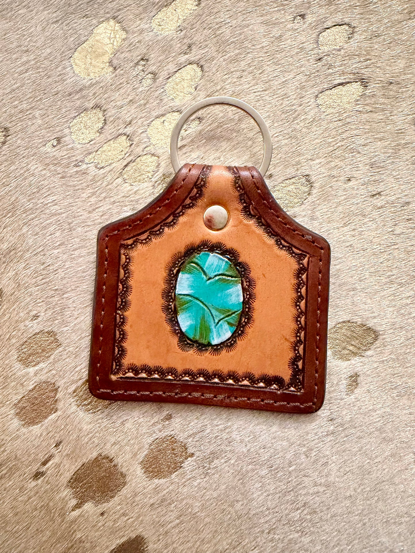 Tooled Leather Keychain #2