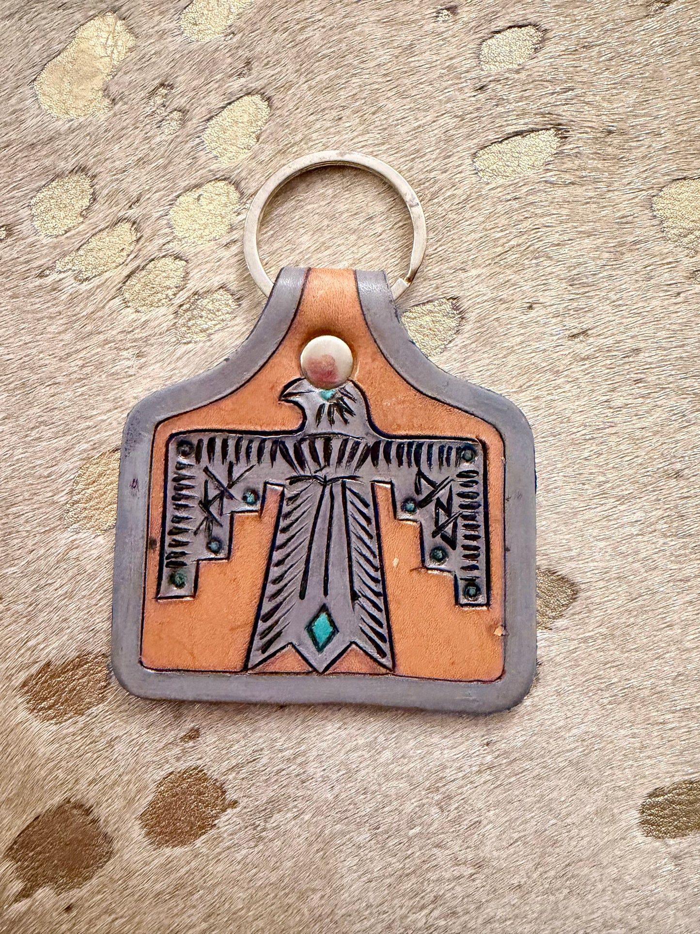 Tooled Leather Keychain #1