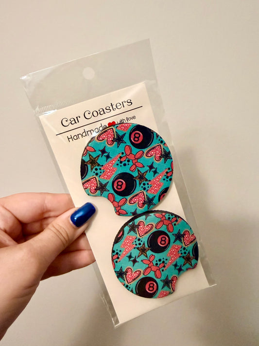 Hot Pink/Blue 8Ball Coasters